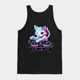 Cat DJ Playlist Tank Top